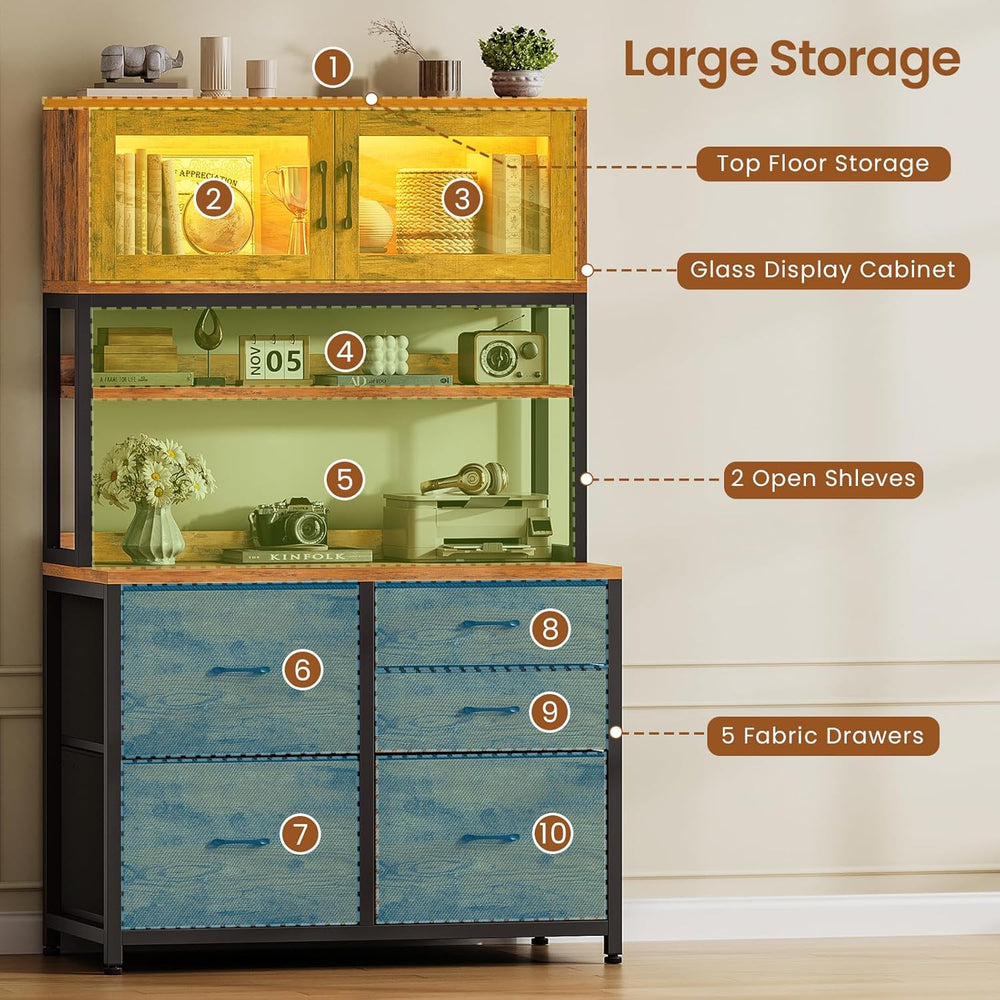 SEDETA 5 Drawer File Cabinet with Power Strip, 31.5" Filing Cabinet fits...