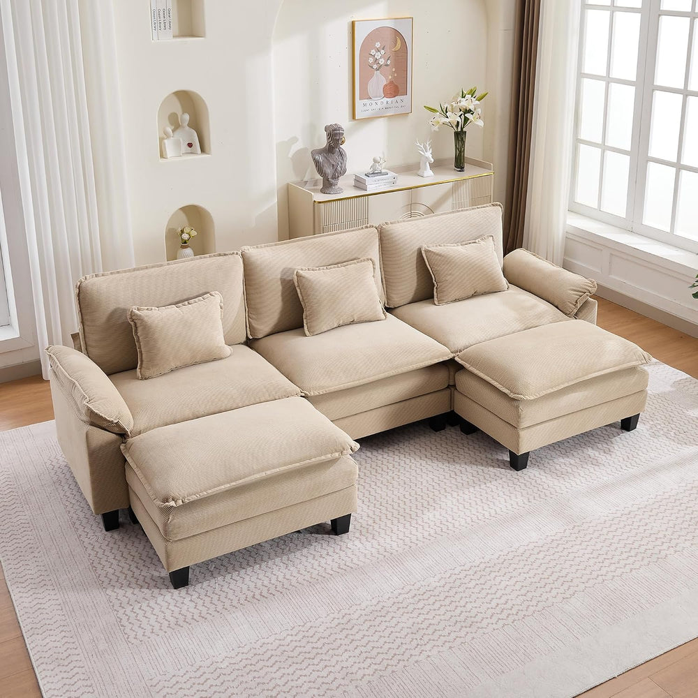 URRED Oversized Modular Sectional Sofa，Solid Khaki：122" U Shaped | Moder...