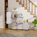 Cube Storage Organizer, 6-Cube Shelves Unit with Doors, DIY Stackable Plastic Clothes Organizer for Bedroom and Under Stairs Storage Unit, 30 x 30 x 30 cm Frosted White ATTSL6003