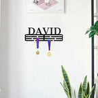Personalized Medal Hanger with Custom Name, Metal Sports Medal Display Rack for Running Gymnastics Swimming, Wall Mounted Award Holder Organizer for Home Gym Decor