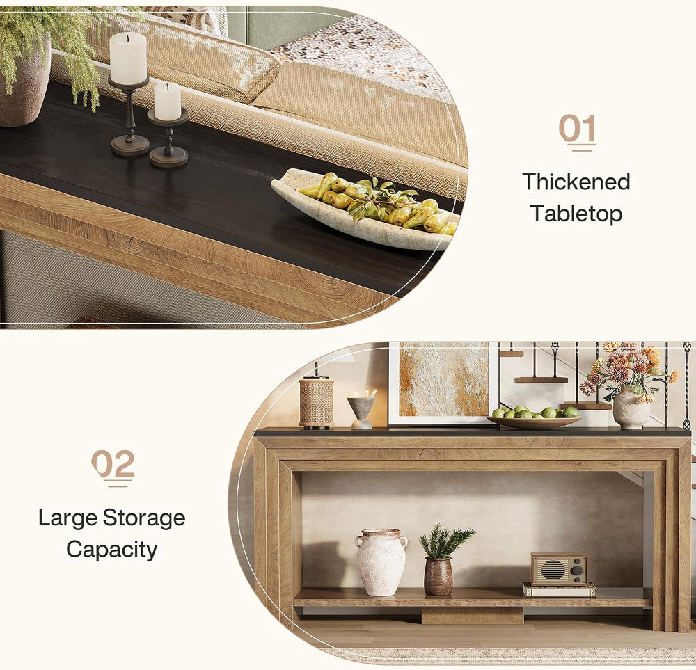 Tribesigns 70.9 Inch Narrow Console Table, Farmhouse 2-Tier Wooden Sofa Table...
