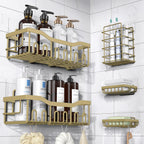 EUDELE 5-Pack Rustproof Stainless Steel Shower Caddy – No Drill Adhesive Bathroom Organizer with Large Capacity, Spacious Shower Shelves for Inside Shower, Kitchen & Home Decor Storage-XL Size