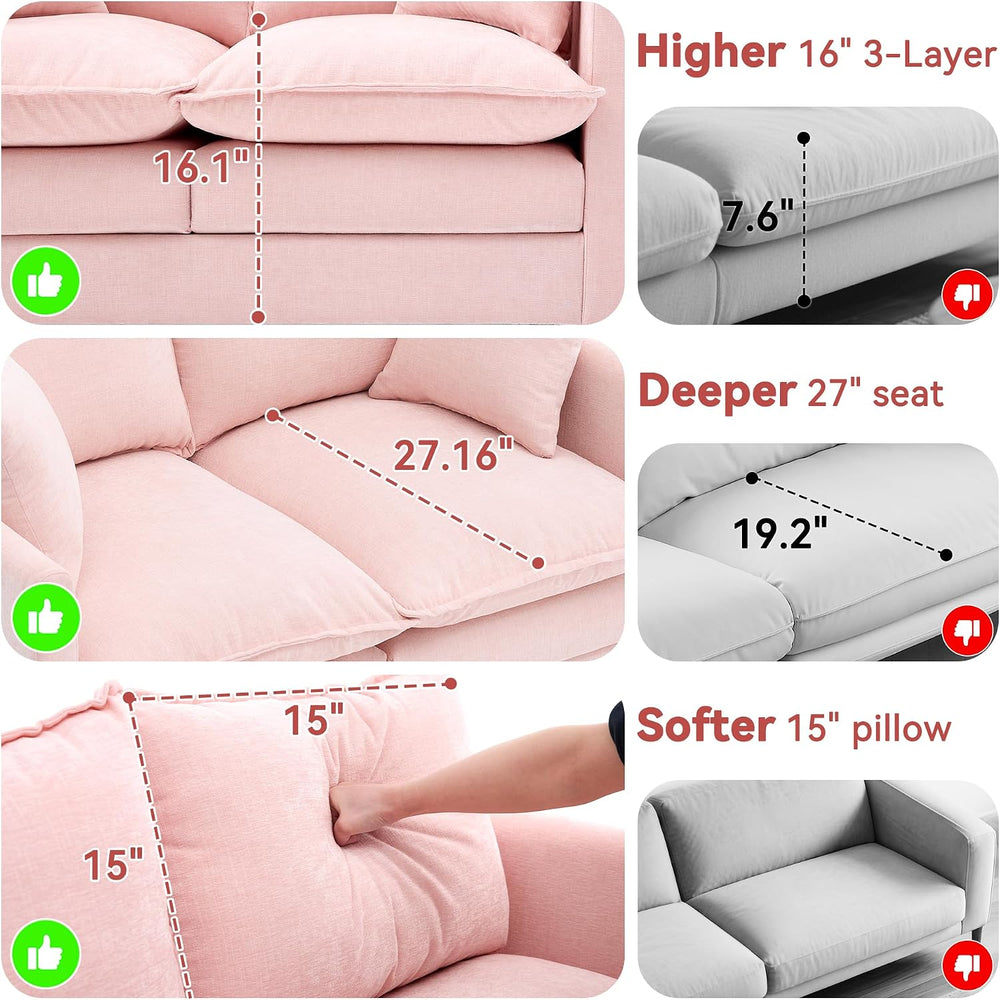 L-Shape Loveseat Sofa Couch with Ottoman, Small 50" Love Seat 27" D...