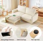 Vesgantti 68" Loveseat Sofa with Movable Ottoman, Comfy Corduroy Couch with Spring Cushion, Sofa Couch with Solid Wood, Modern Office Sofa with Deep Seat for Living Room and Bedroom, Beige