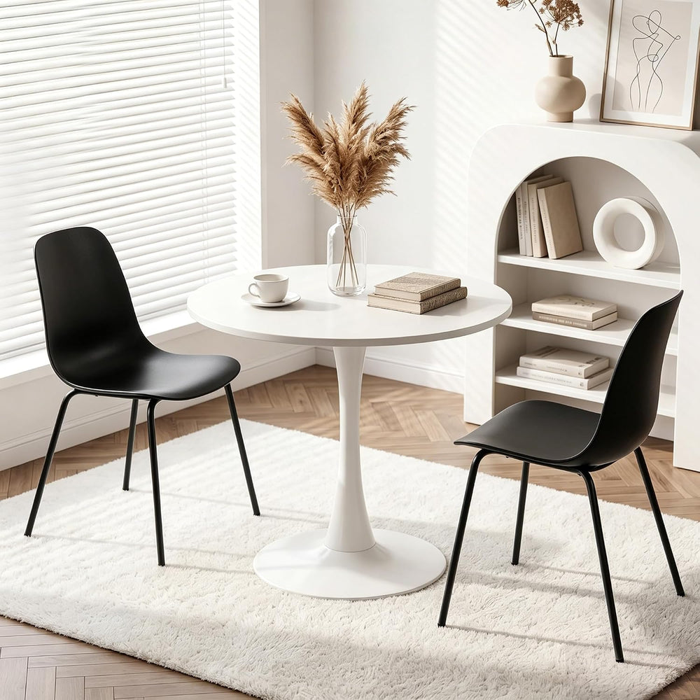 LSSBOUGHT Modern Dining Chairs Set of 4, Mid-Century Plastic Kitchen Chairs w...