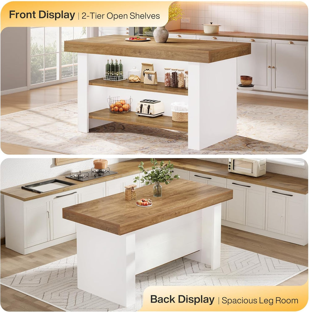 Tribesigns 55-Inch Kitchen Island with Storage, Farmhouse Center Island Table...