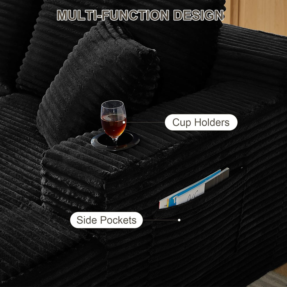 Tmsan 133.5" Black Sectional Sofa Couches for Living Room, Oversized U S...