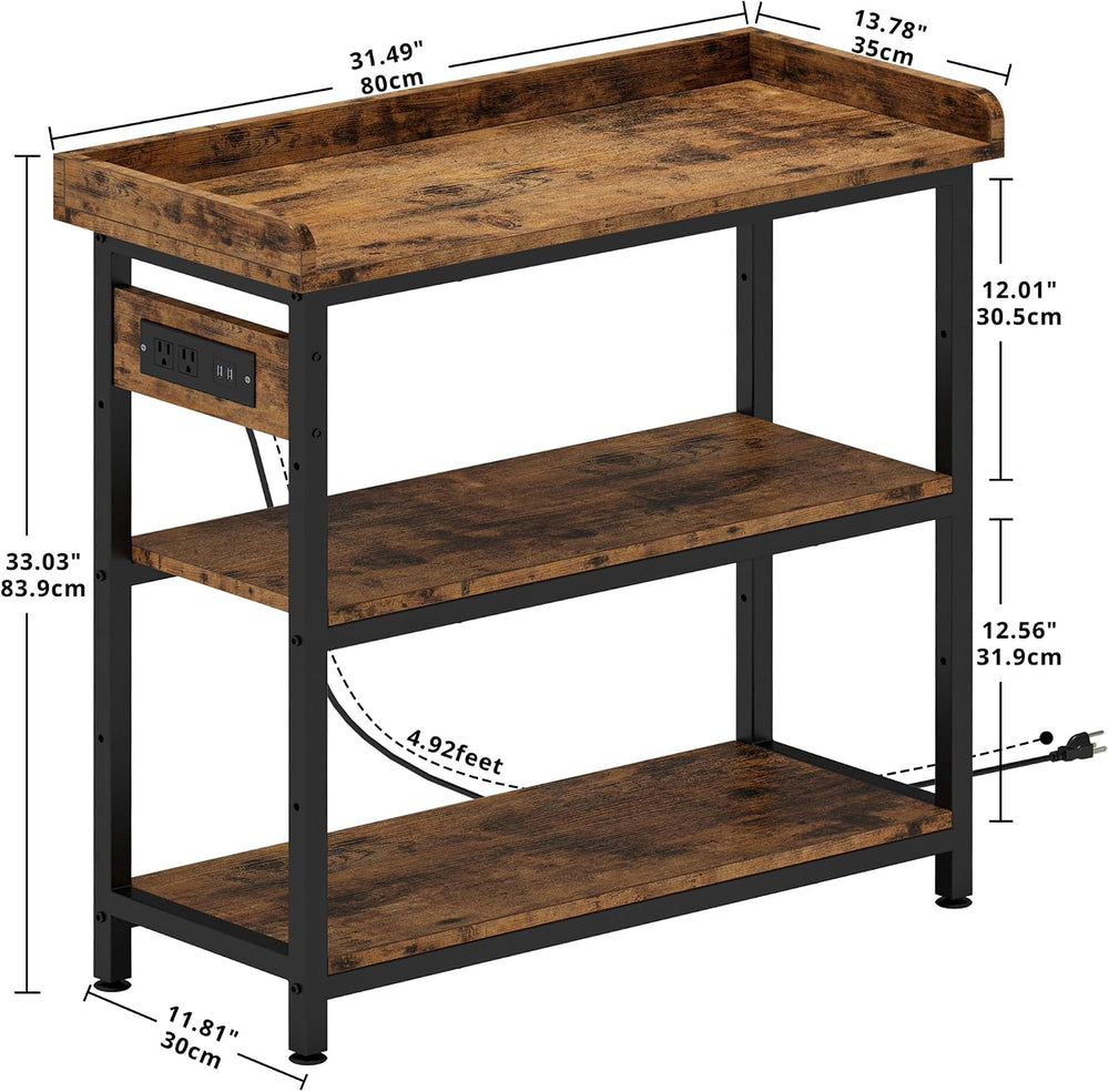 IRONCK Console Table with Power Outlet, One Piece Top, Sofa Table 32"