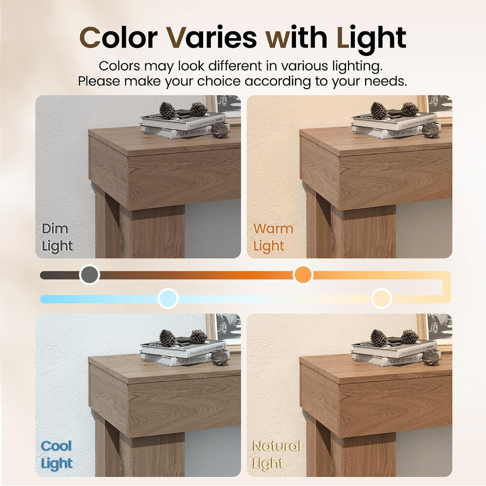 Apicizon 63" Long Console Table for Entryway with LED Light, Farmhouse W...