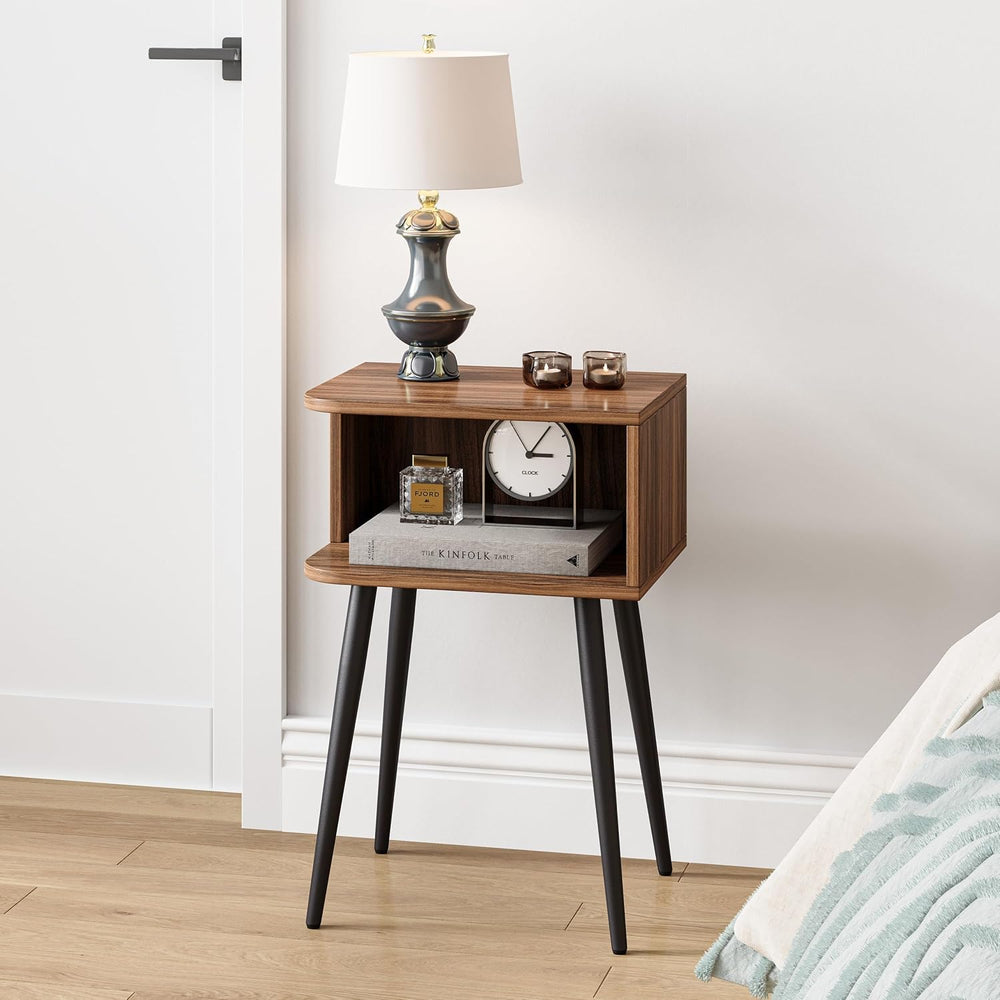Nightstand Set of 2, Small Bed Side Table for Small Spaces, Mid Century Moder...