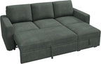 HONBAY Modular Sectional Sleeper Sofa with Pull Out Bed, L Shaped Sofa with Storage, Modular Sectional Couches for Living Room, Green