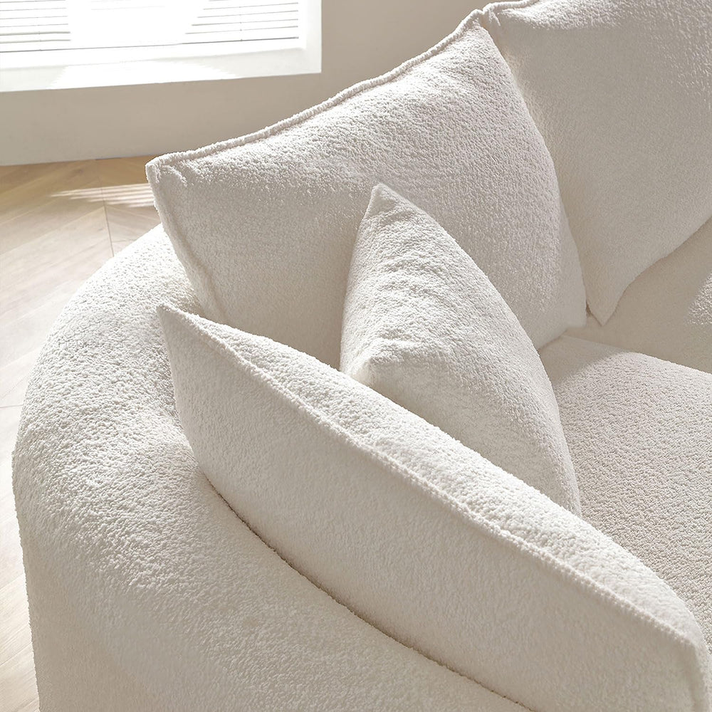 WILLIAMSPACE 124.8" Boucle Curved Sofa Couch, Modern Upholstery Cloud So...