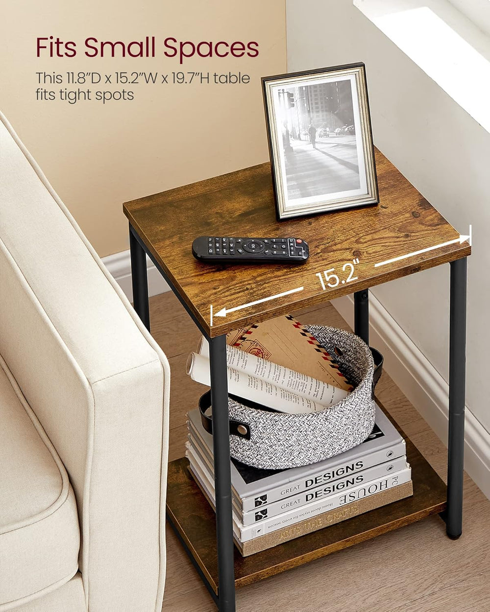 VASAGLE Side Tables Set of 2, Small End Table, Nightstand for Living Room, Be...