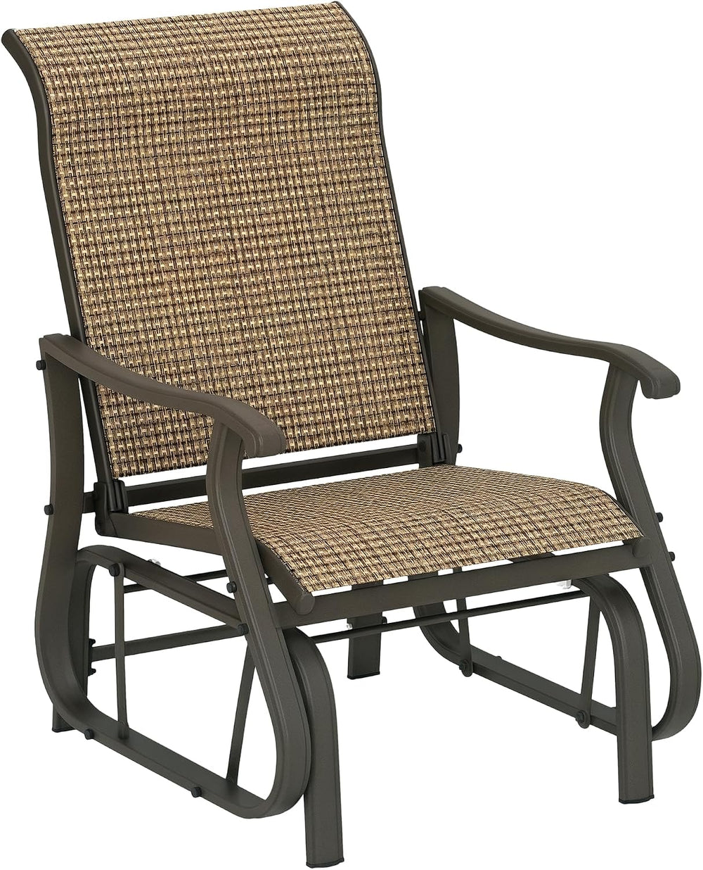 Outsunny Outdoor Glider Chair Patio Garden Steel Frame Light Mixed Brown | Gl...