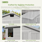 Patiowell 6X4 FT Outdoor Storage Shed, Plastic Tool Sheds with Lockable Door and Window, Weather-Resistant Garden Shed with Floor for Backyard, Patio, Easy Assembly, Light Grey