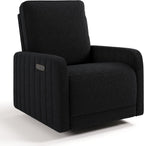 Storkcraft Kyoto Extra-Wide Power Recliner Swivel Glider, Black Boucle | Premium Electronic Nursery Wide Glider Rocking Chair, OEKO-TEX 100 Certified, Includes Dual-USB Charging Port