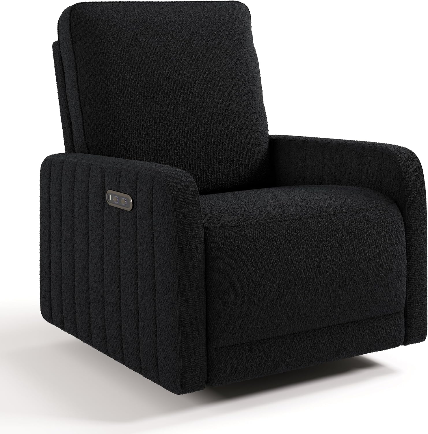 Storkcraft Kyoto Extra-Wide Power Recliner Swivel Glider, Black Boucle | Premium Electronic Nursery Wide Glider Rocking Chair, OEKO-TEX 100 Certified, Includes Dual-USB Charging Port