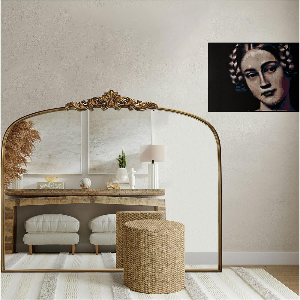 Vintage Gold Mirror 36"X30" Arched Antique Wall Mirror | Metal Fram...
