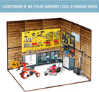 8x8 FT Outdoor Storage Shed with Windows, Wood & Metal Tool Shed Waterproof Storage House for Outside Patio, Backyard, Garden, 4 Vents (Without Floor) Wood Color