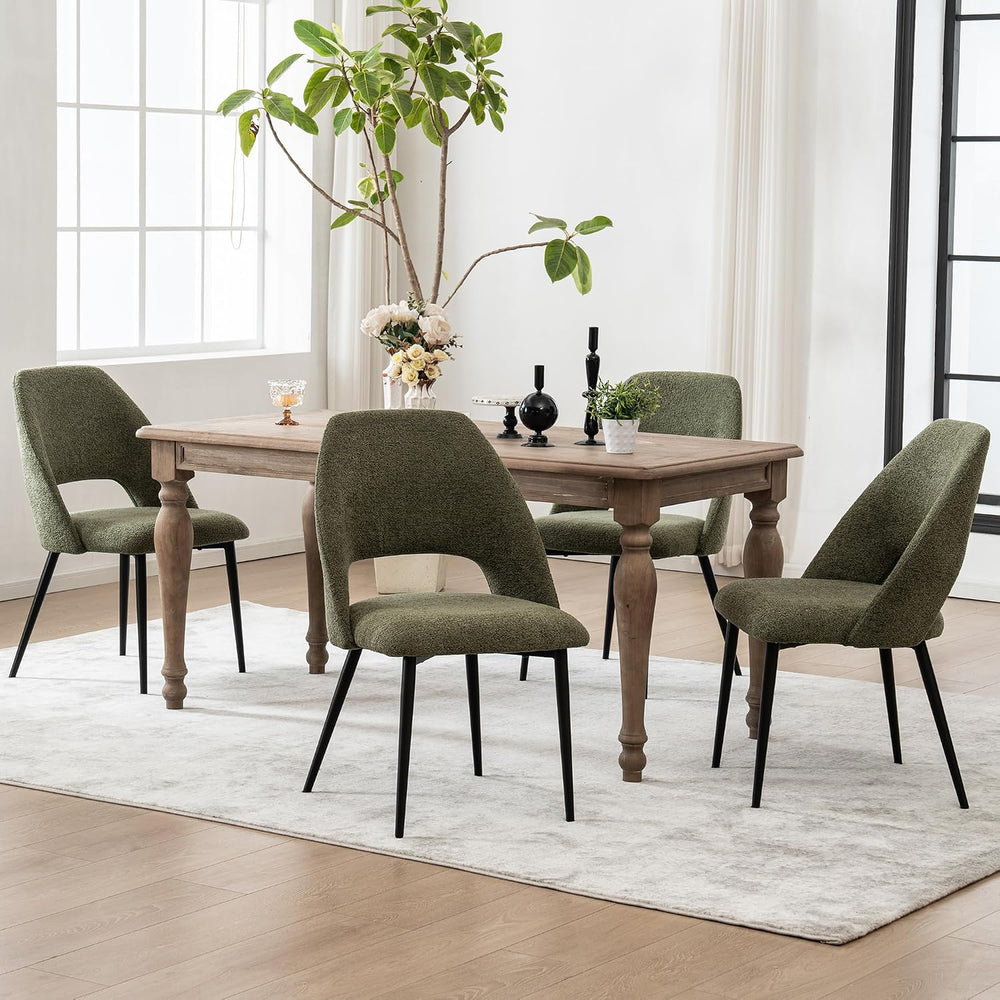 Rowill Boucle Dining Chairs Set of 4, Mordern Upholstered Fabric Dining Room ...