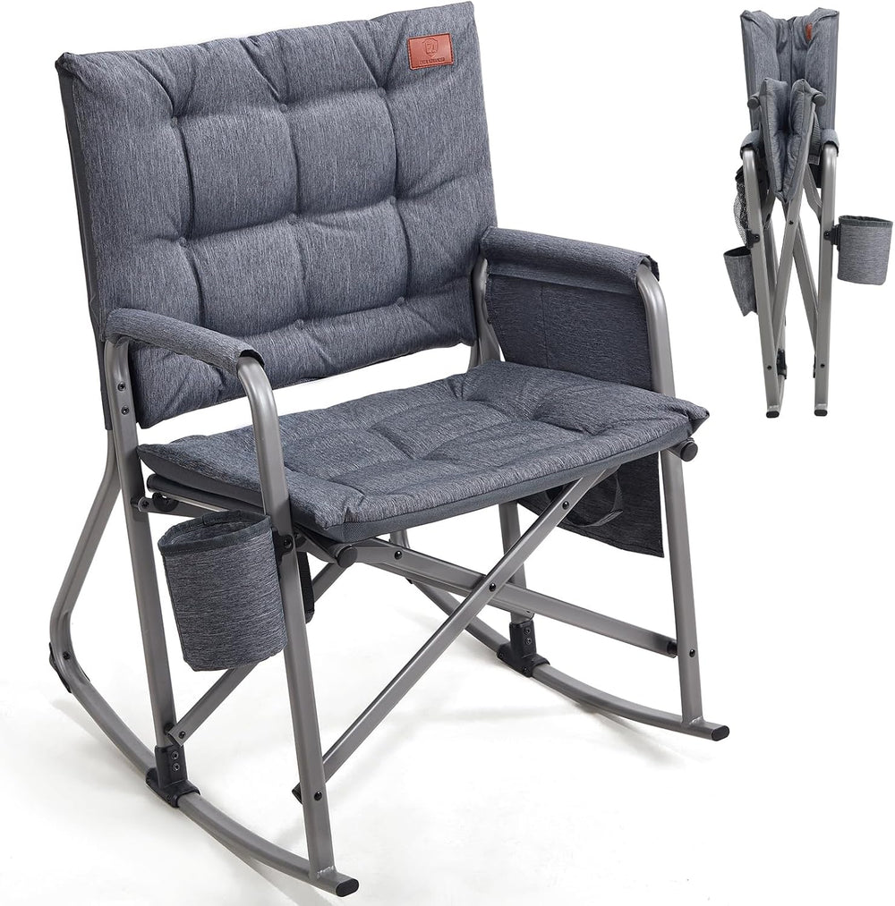 EVER ADVANCED Lightweight Folding Rocking Camping Chair, Padded Portable Rock...