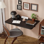 Dogsky Wall Mounted Folding Table, Floating Desk 24x15.7Inch, Fold Down Shelf Wall Mounted with Heavy Iron Brackets, Foldable Table for Launrdy Room, Office Study Work Bench, Kitchen Dining, Black