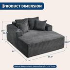 54.3"W Oversized Chaise Lounge Chair Indoor, Boneless Corduroy Sleeper Sofa Bed with 4 Pillows, Armrests, Comfy Fluffy Reading Couch, No Assembly Required Cloud Sofa for Living Room, Bedroom, Office