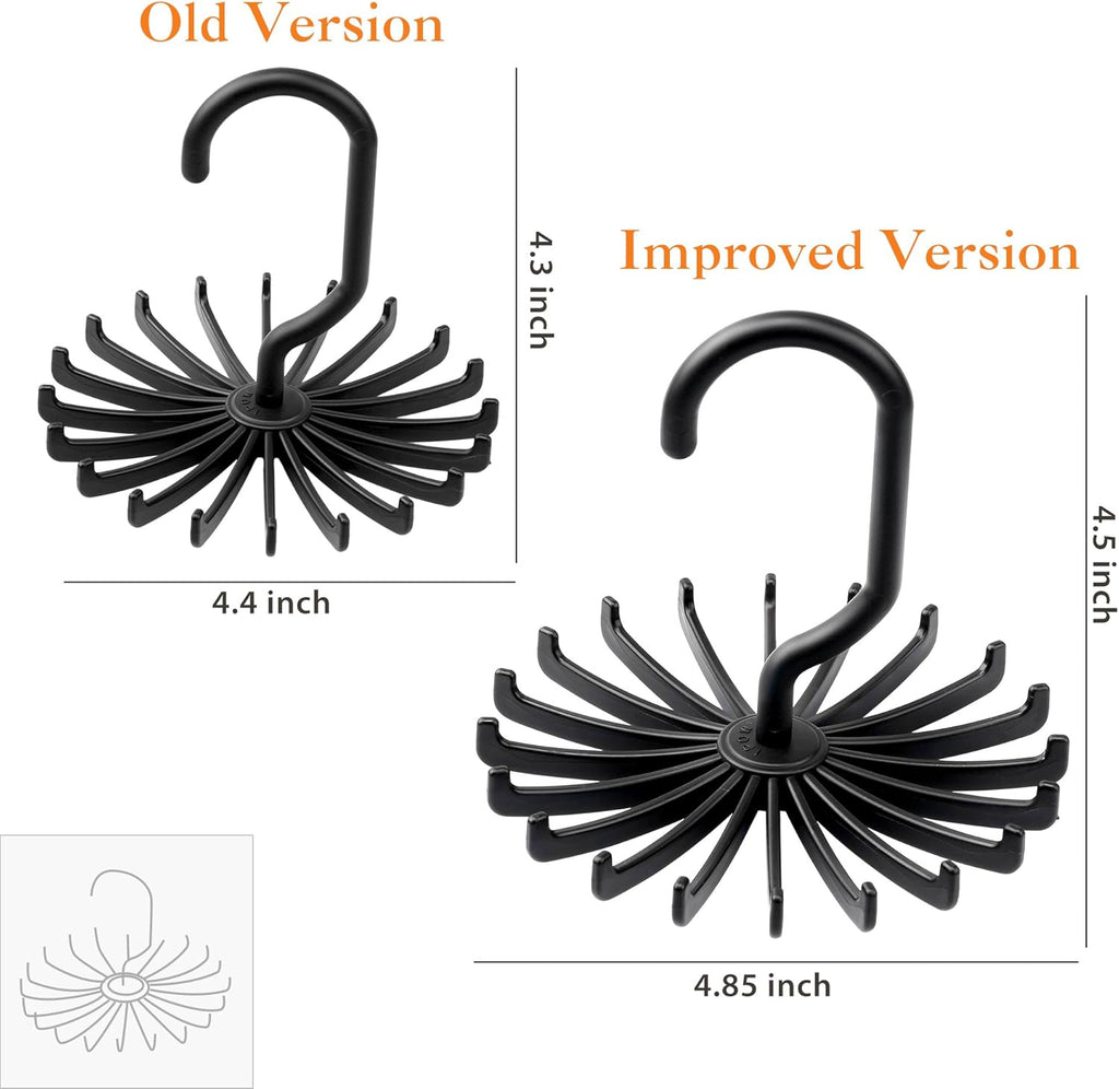 IPOW 2 Pack Updated Twirl Tie Rack Belt Hanger Holder Hook for Closet Organizer Storage