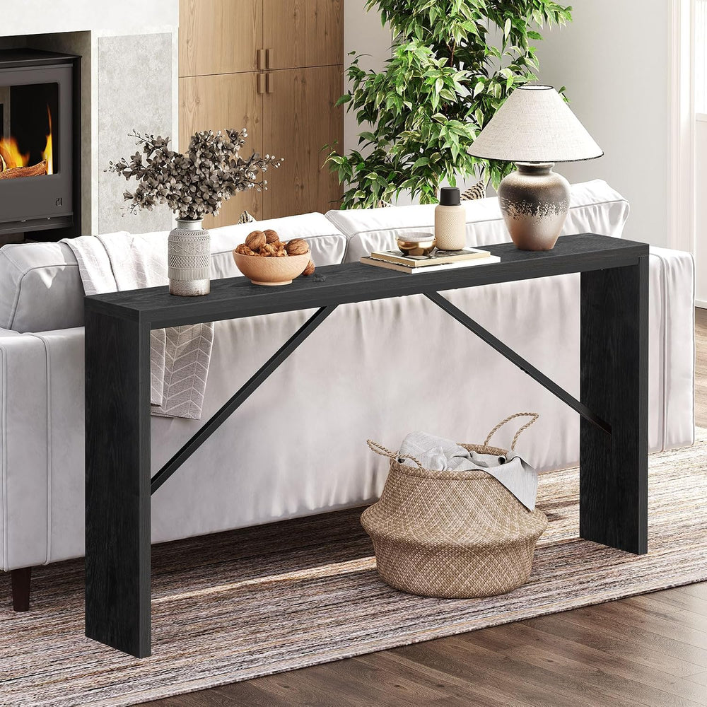 MAHANCRIS Console Table, 62.2" Long Sofa Table Behind Couch, Narrow Entr...