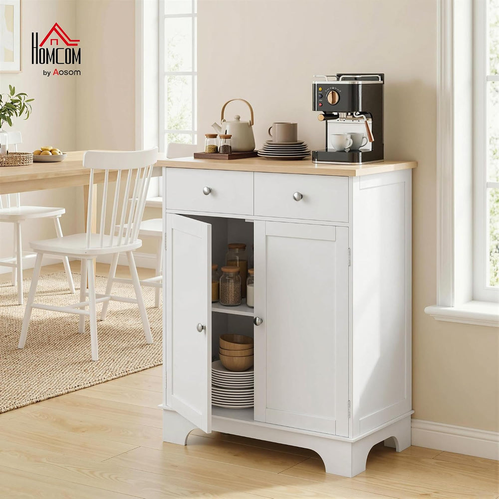 HOMCOM Sideboard Buffet Cabinet with Solid Wood Countertop, Modern Kitchen St...