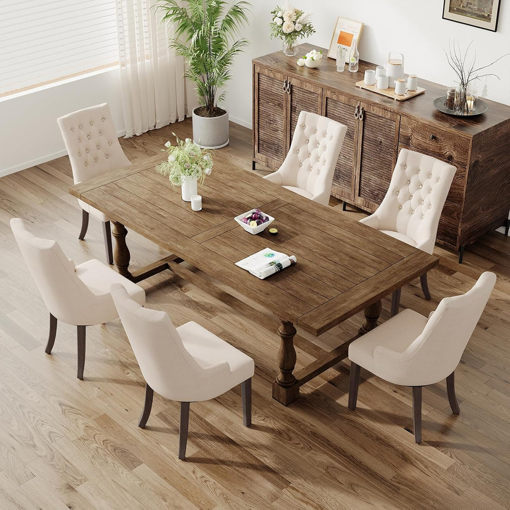 COLAMY Wingback Upholstered Dining Chairs Set of 6, Fabric Side Dining Room C...