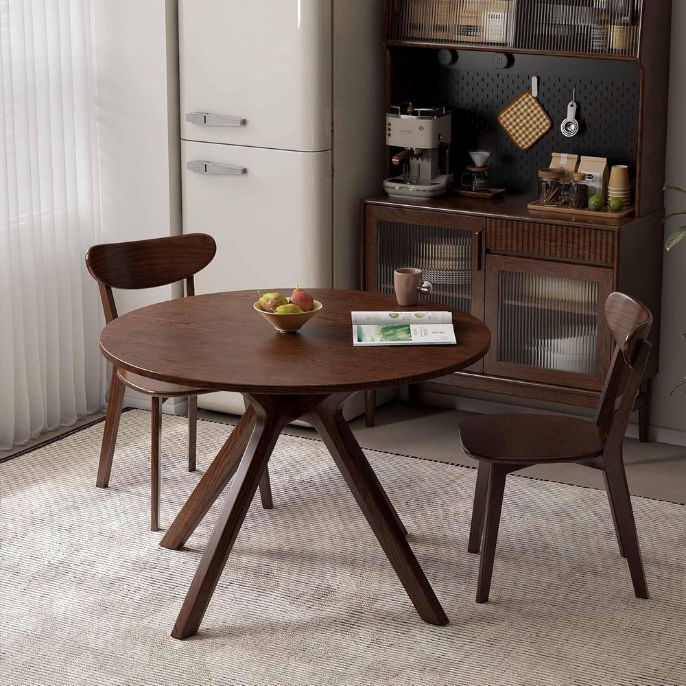 YESWOOD 43.3’’ Round Dining Table for 4, Solid Wood Oak Kitchen Table with In...