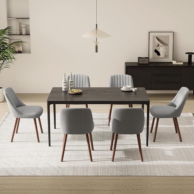 Upholstered Dining Chairs Set of 4, Modern Fabric Kitchen Chairs with Back, Wood Legs for Kitchen Dining Room Restaurant, Grey