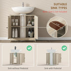 HOMCOM Under Sink Bathroom Cabinet, Pedestal Sink Storage Cabinet with 2 Doors, Shelf and U-Shape, Weathered Gray Oak