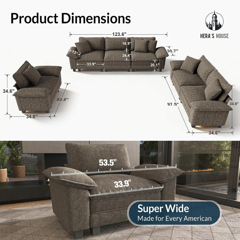 HERA'S HOUSE 3 Pieces Modular Sectional Couch Set with Armchair Loveseat ...