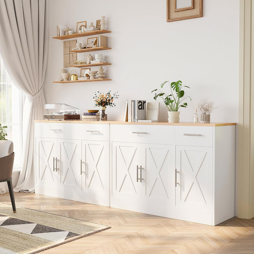 Shintenchi Modern Farmhouse Sideboard Buffet Cabinet with Storage with 3 Door...