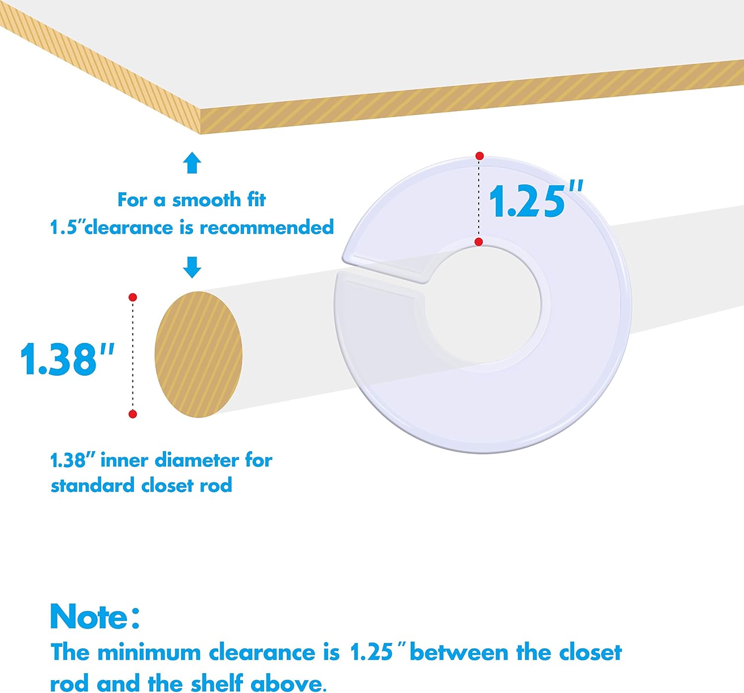 Vantasii 30 Pack White Round Clothing Size Closet Rack Dividers Hangers with 1 Bonus Marker (Outer 3.5”, Inner 1.38” in Diameter)