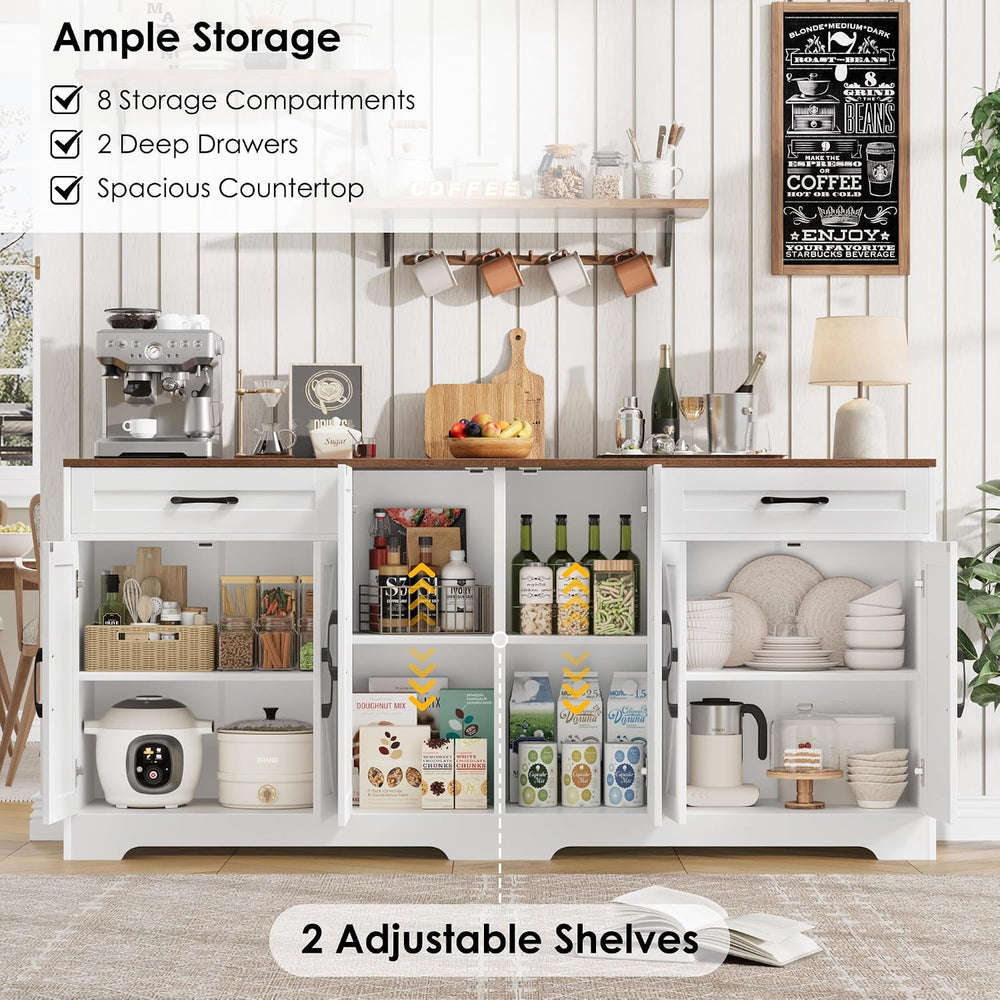 BOTLOG 71” Large Kitchen Buffet Cabinet with Adjustable Shelves