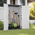 Macrout 50 Cu.Ft Plastic Outdoor Storage Cabinet with Floor, 4.3 x 2.5 ft Waterproof Resin Outdoor Storage Shed, Lockable Vertical Shed for Garden and Patio