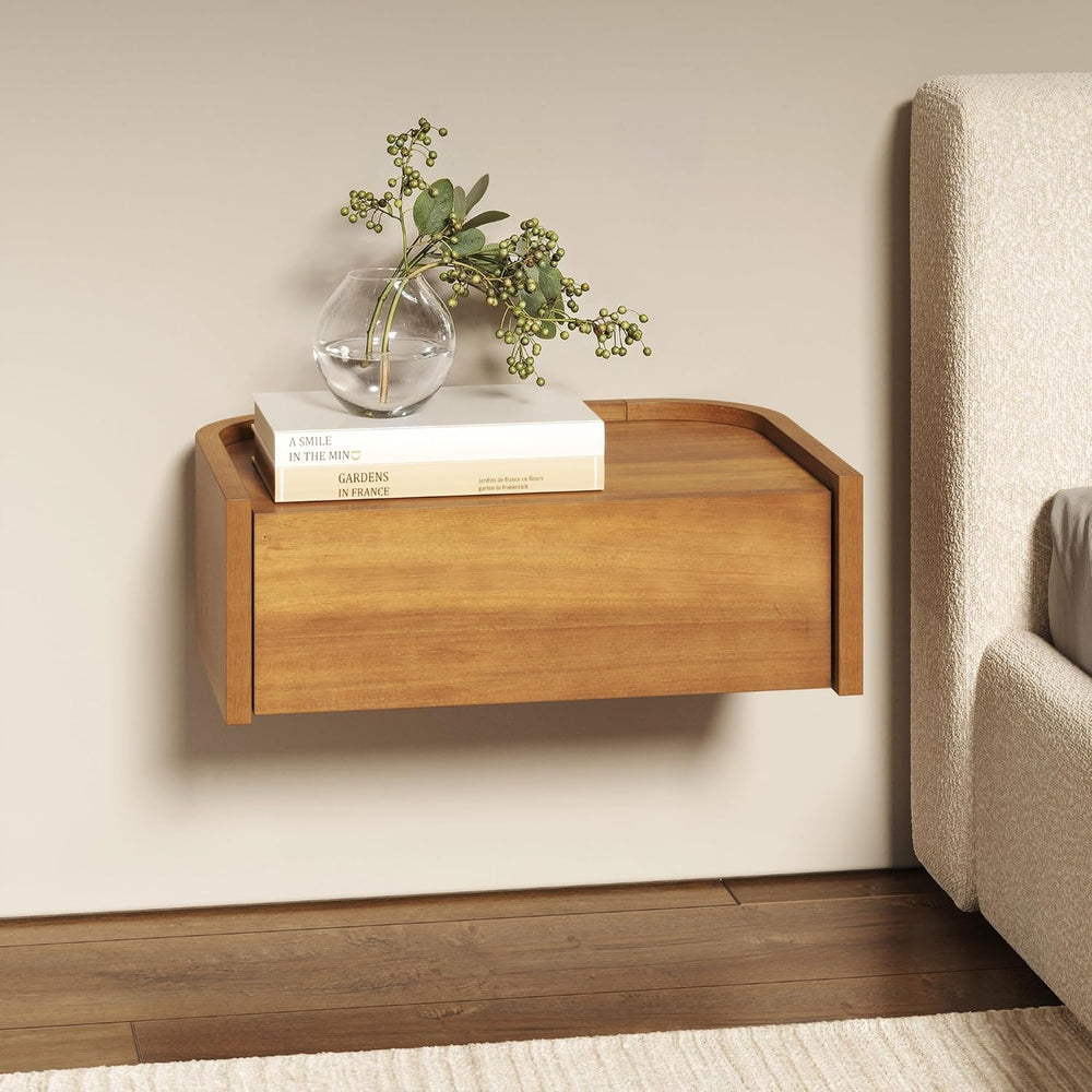Nathan James Tyla Wall Mounted Bedside Table, Floating 1-Drawer Nightstand wi...