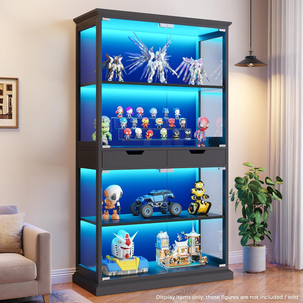 Jocoevol Display Cabinet with Glass Doors, 68'' Tall Curio Cabinet wi...