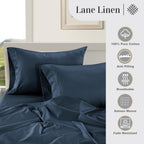 LANE LINEN Pillow Case Covers King Set of 2 100% Egyptian Cotton Sateen Soft Cool & Smooth 1000 Thread Count Cases - Denim