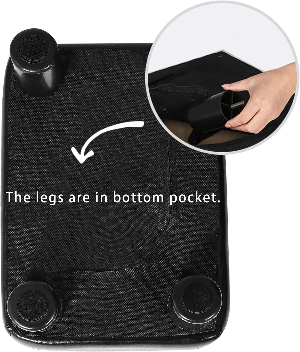 Homebeez 16" Small Footstool PU Leather Ottoman Footrest Modern Home Liv...