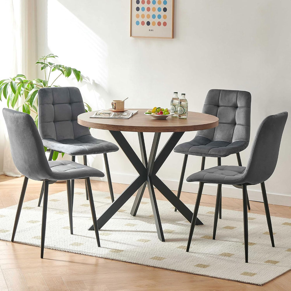 37-Inch Compact Round Kitchen Dining Room Table Chairs Set for 4