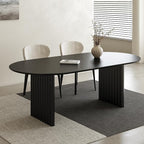 Casaphoria Wood Kitchen Table Set with 6 Chairs, 67" Dining Kitchen Table & Chairs Set for 4-6, Modern Farmhouse Oval Dining Table for Living Room, Easy Assembly, Black