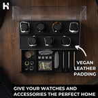 Premium 7 Slot Watch Box for Men - Large Wooden Watch Display Case with Hinged Cover, Leather Lining & Drawer - Watch Holder Organizer Stand - Handcrafted Luxury Christmas Gift for Men