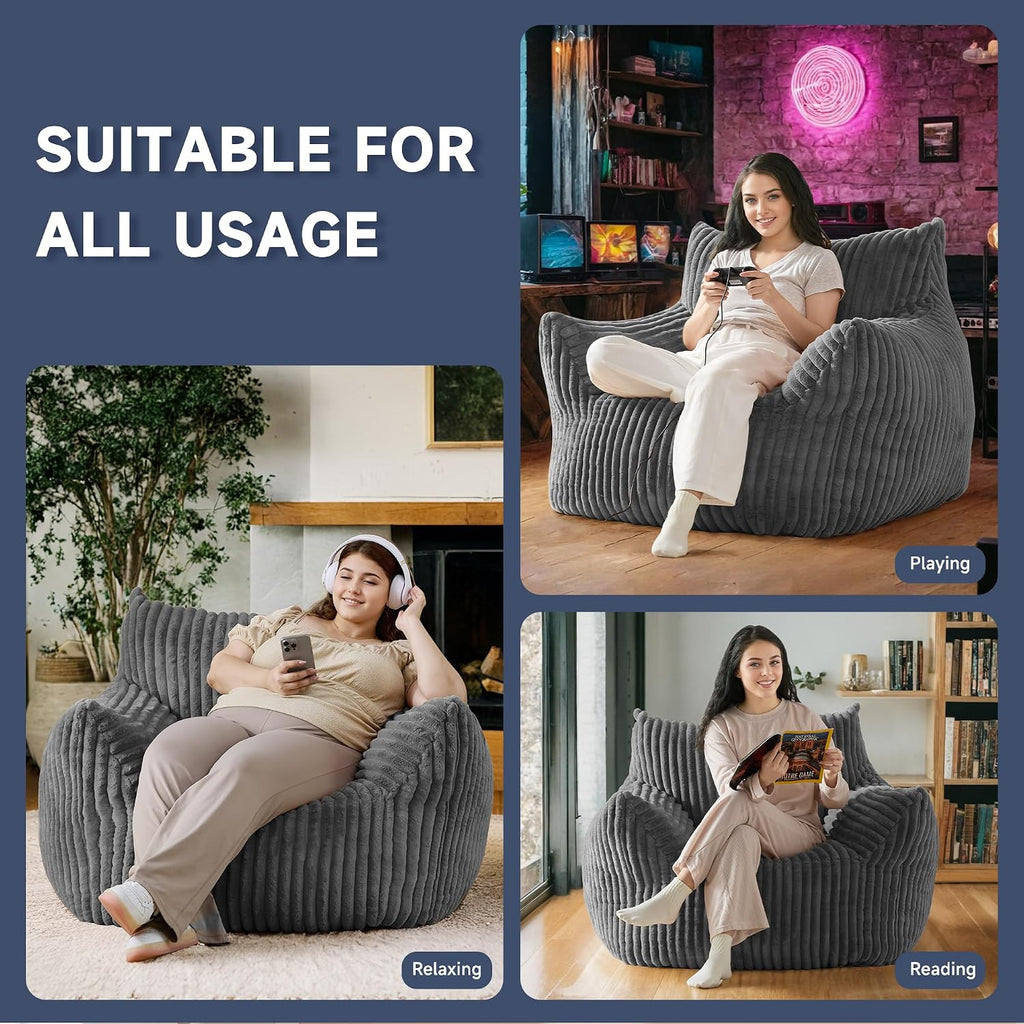 Oversized Bean Bag Chair for Living Room Furniture Bean Bag Chairs for Adults- Small Couch & Lounge Accent Chair for Living Room Chairs or Bedroom