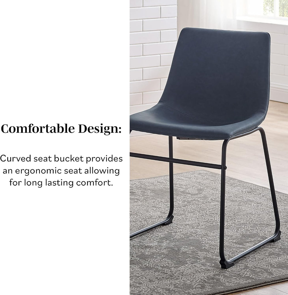 Walker Edison Douglas Urban Industrial Faux Leather Armless Dining Chairs, Se...