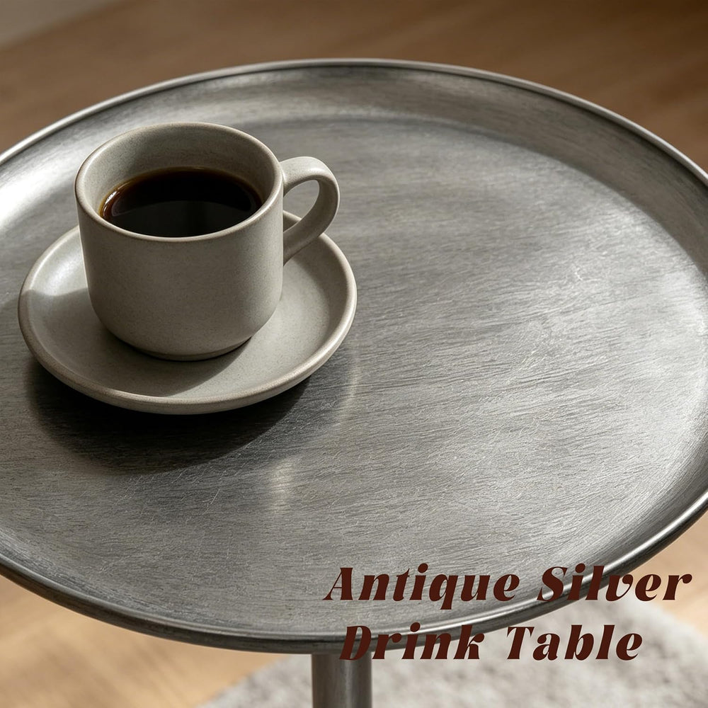 Round Side Table, Small Metal Drink Table for Small Spaces, Modern Martini Ta...