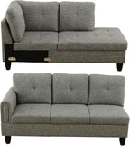 L Shaped Sectional Sofa with Ottoman, Modern Couches for Living Room, Microfiber Facing, Bedroom, Office